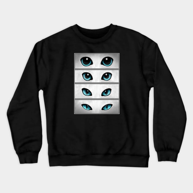 Blue Cat Eyes | White Cat Crewneck Sweatshirt by ImaginativeWild